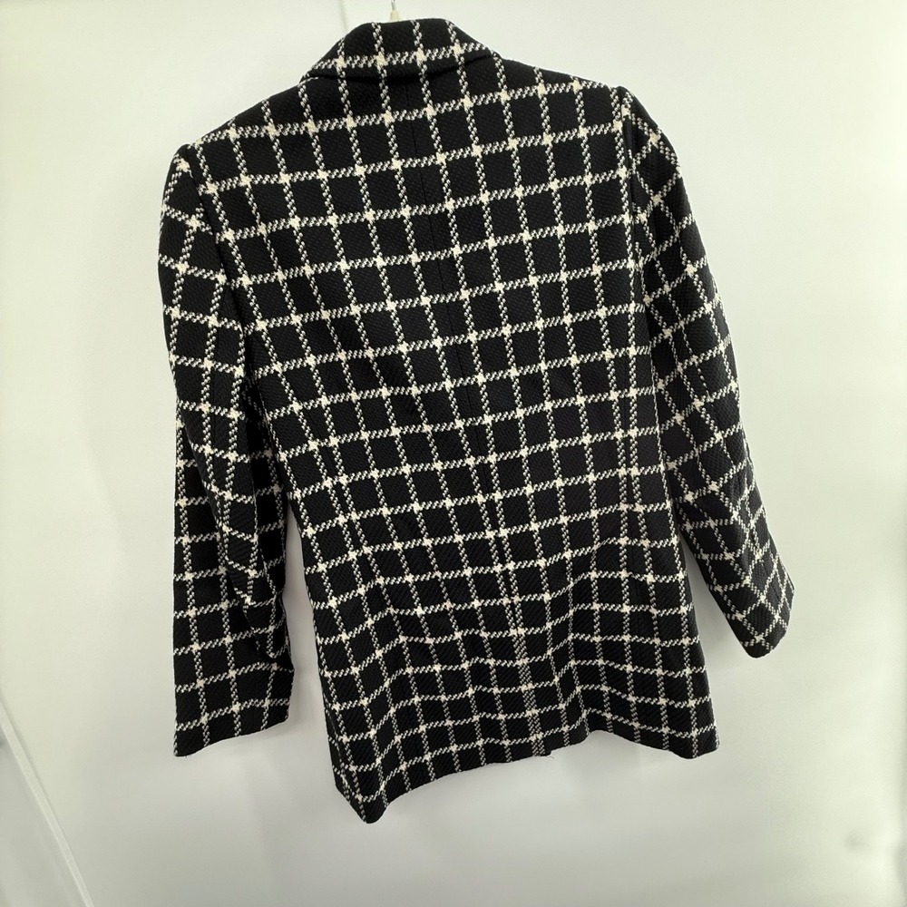 Talbots Petites 8 Wool Windowpane Check Coat Blazer Jacket Hong Kong Vintage - Picture 5 of 6